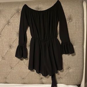 Black, long sleeve romper